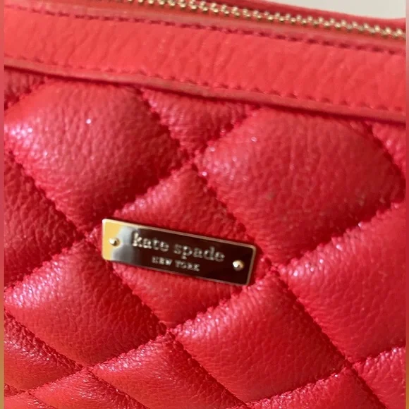 Kate Spade  Gold Coast Georgina  Marachino Red Quilted Leather Satchel Handbag - Picture 15 of 16